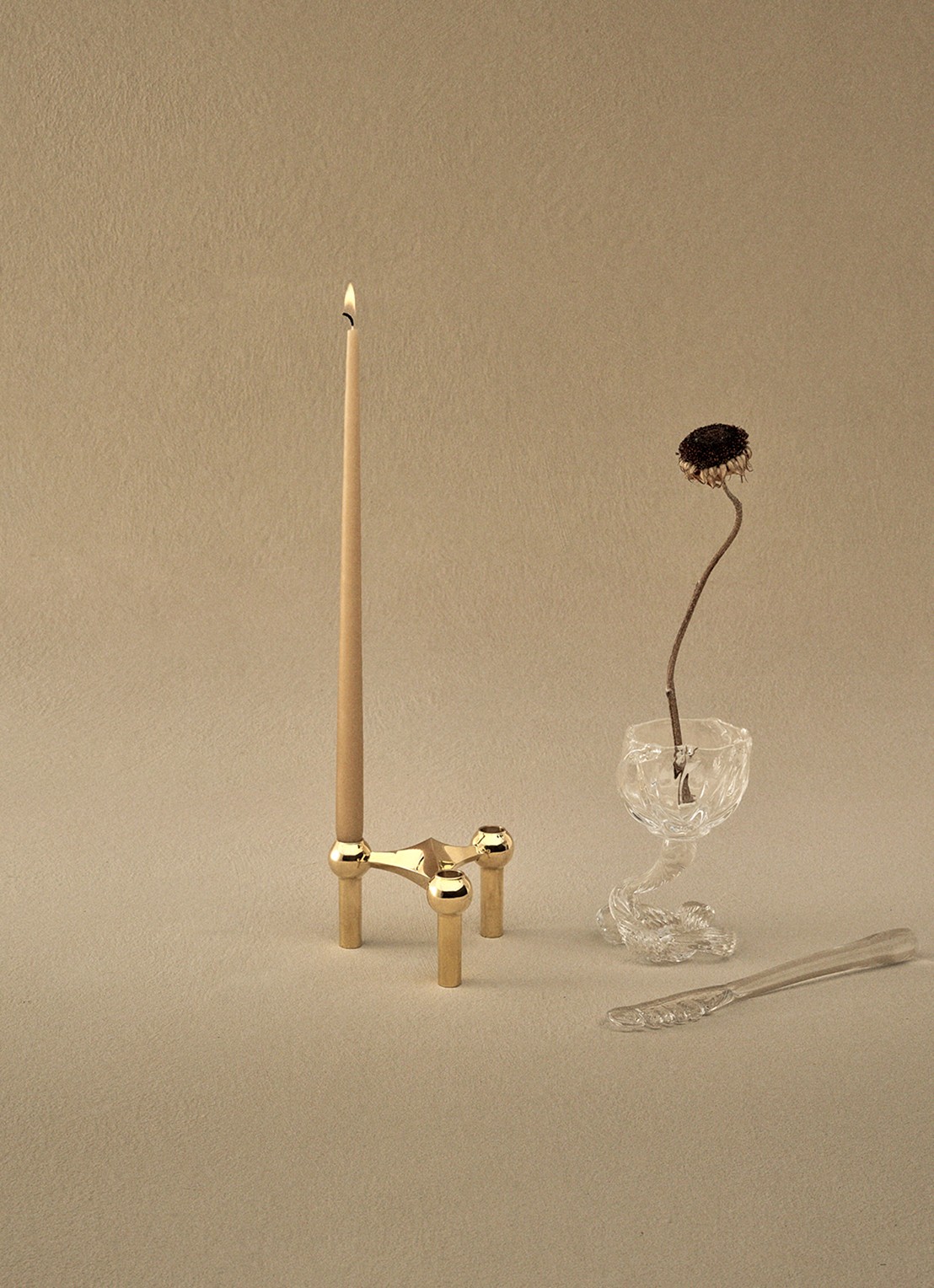 STOFF Nagel Kandelaar 6 cm set van 3 - achterkant goud