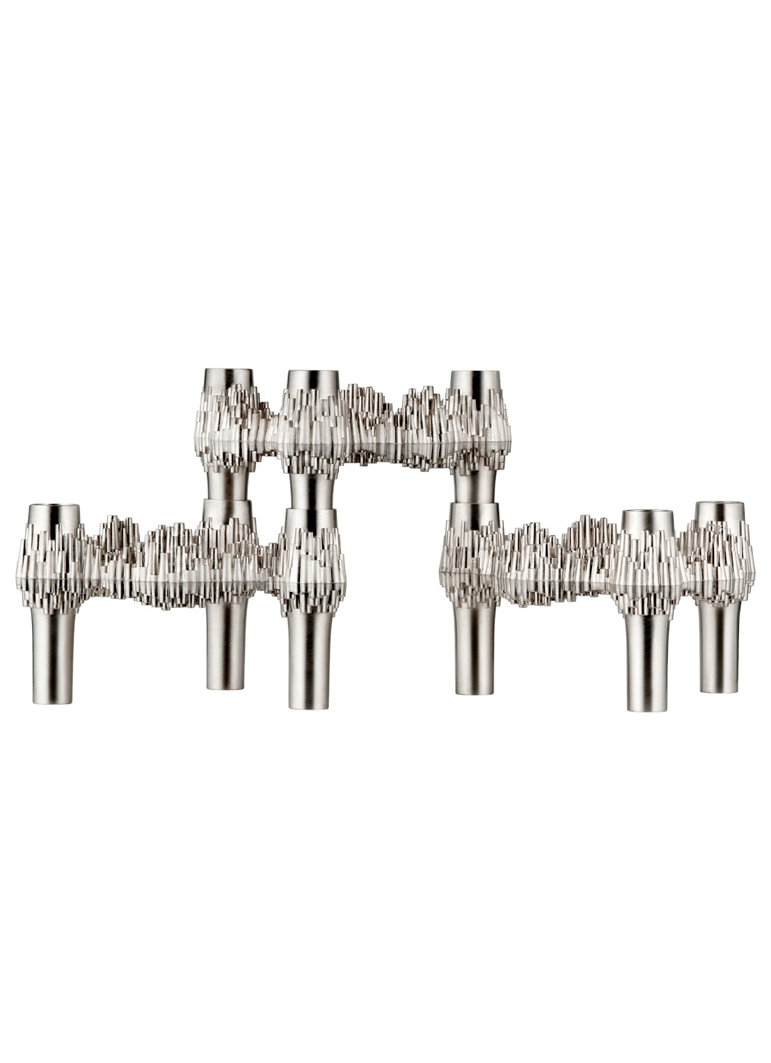 STOFF Nagel Quist kandelaar 5,9 cm set van 3 - voorkant 2 zilver