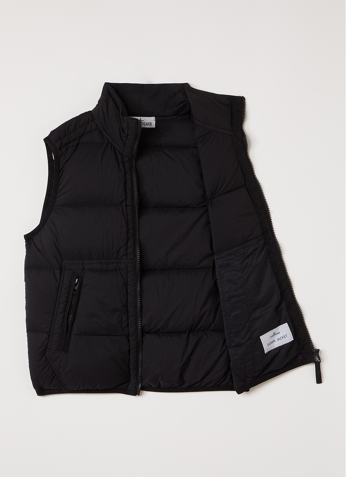 Stone Island 00001 gewatteerde bodywarmer met donsvulling - voorkant 3 zwart