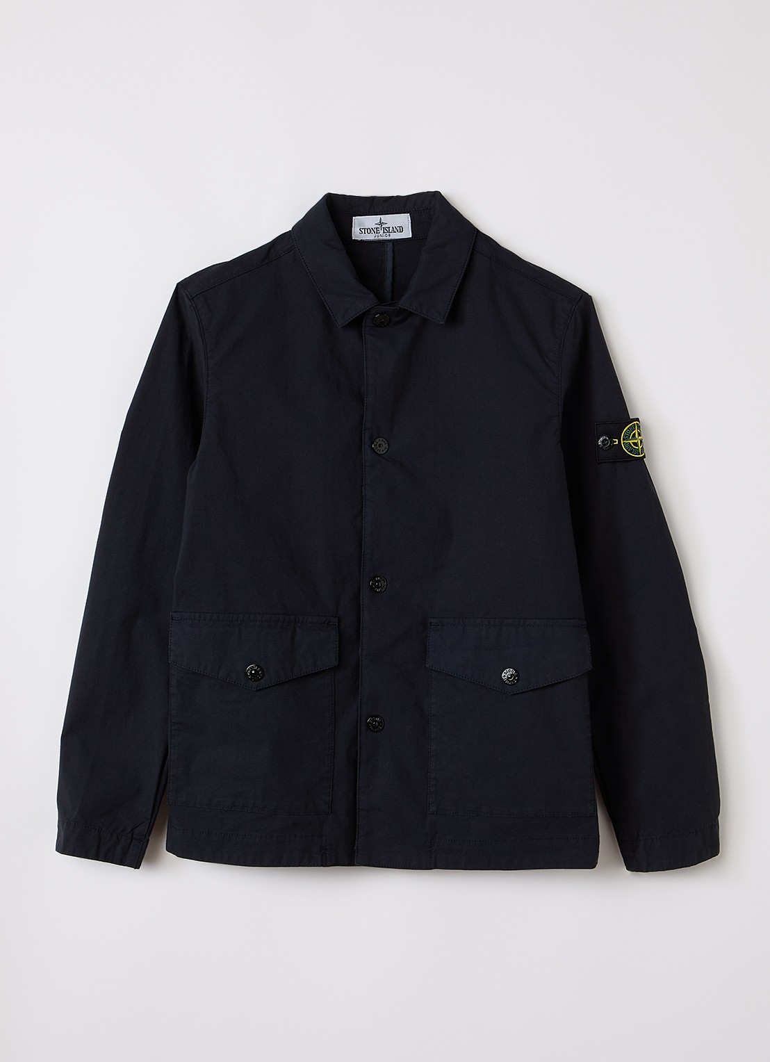 Stone Island 00001 overhemd met logo - voorkant zwart