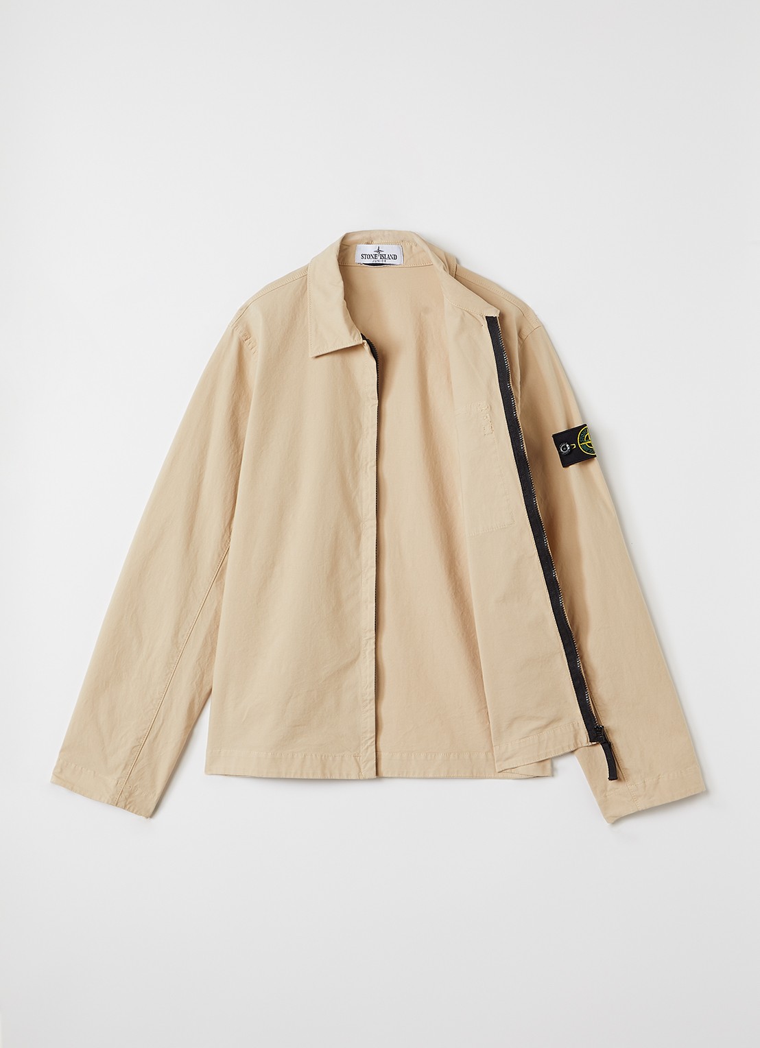 Stone Island 00001 overshirt met logo - voorkant 2 beige