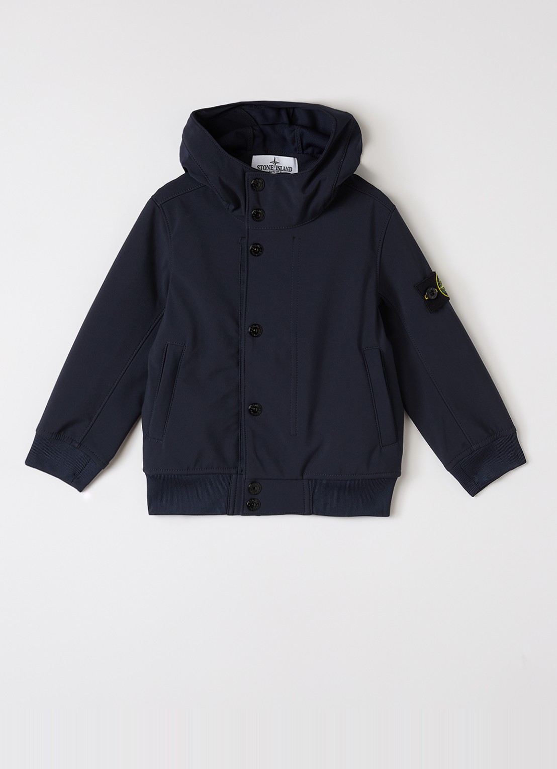 Stone Island 00001 softshell jack met logo - voorkant 2 donkerblauw