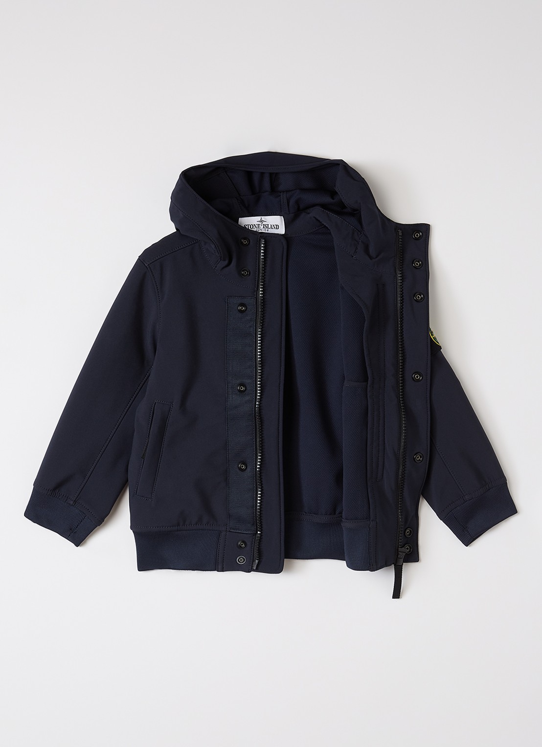 Stone Island 00001 softshell jack met logo - voorkant 3 donkerblauw