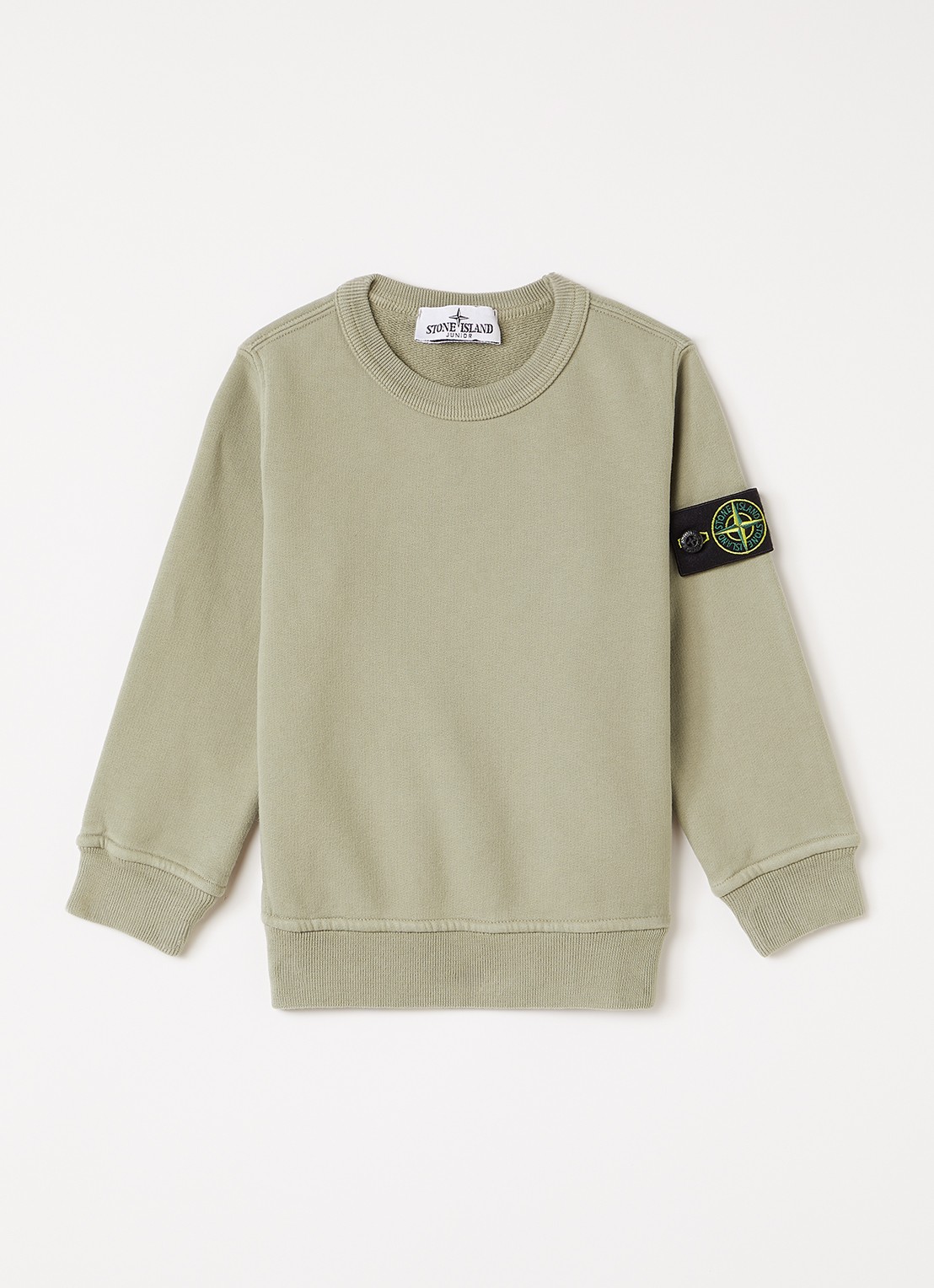 Stone Island 00001 sweater met logo - voorkant 2 lindegroen
