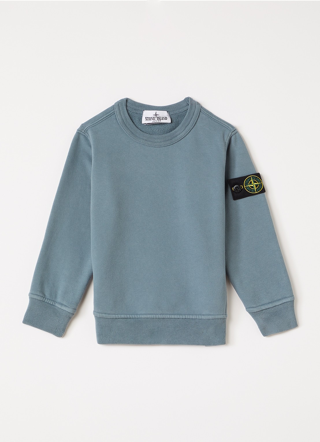 Stone Island 00001 sweater met logo - voorkant 2 staalblauw