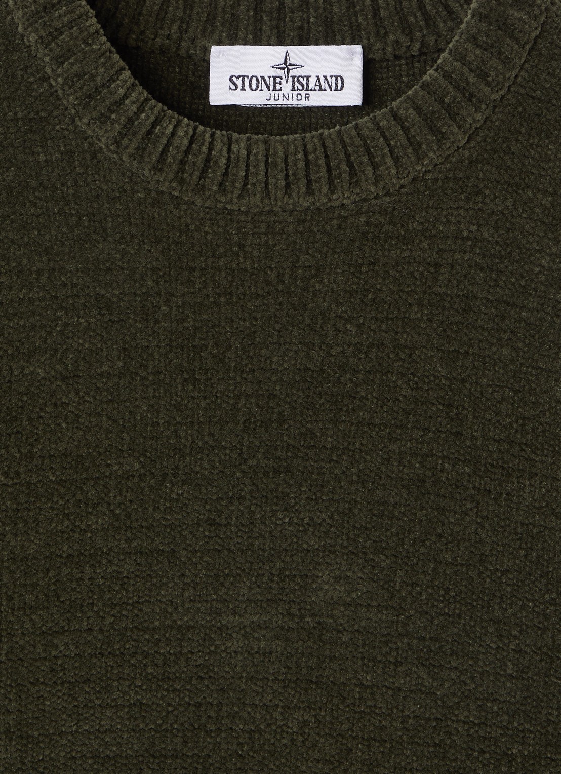 Stone Island 00001 sweater van badstof - detail legergroen