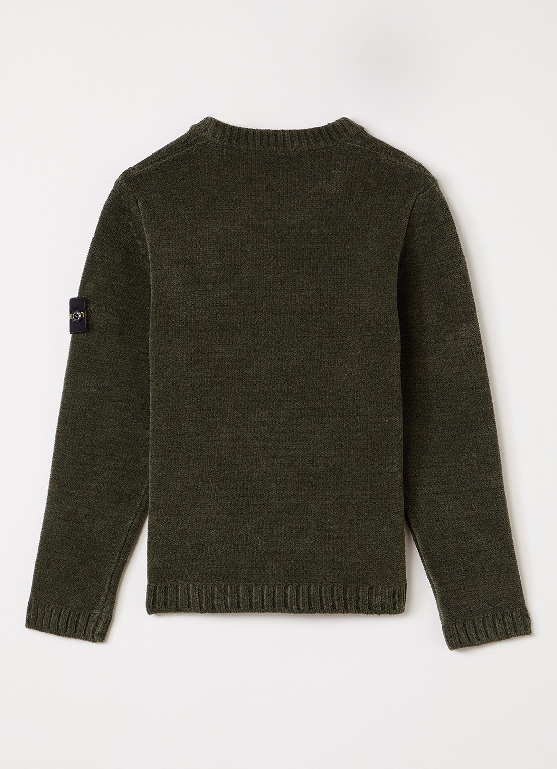 Stone Island 00001 sweater van badstof - voorkant 3 legergroen