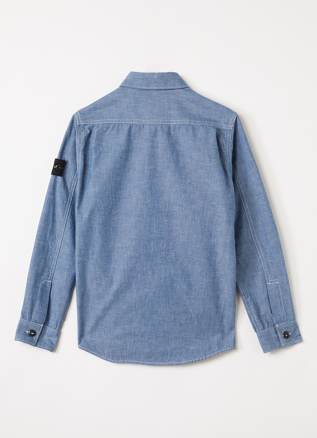 Stone Island 00002 overhemd van chambray - voorkant 2 lichtblauw