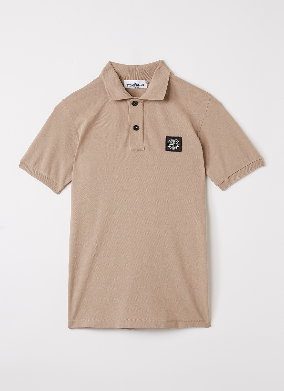Stone Island 00002 Polo met logo - voorkant donkerbeige