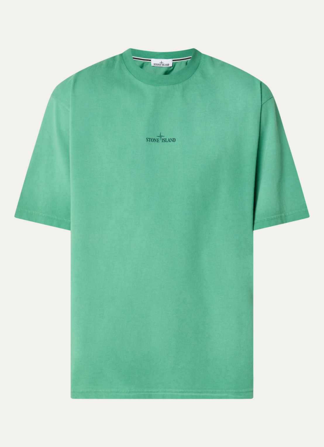 Stone Island 00002 T-shirt met logo- en backprint - voorkant 4 groen