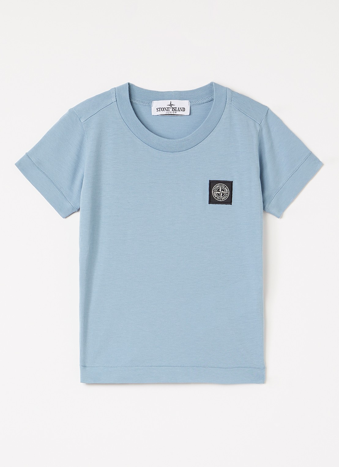 Stone Island 00002 T-shirt met logoborduring - voorkant staalblauw