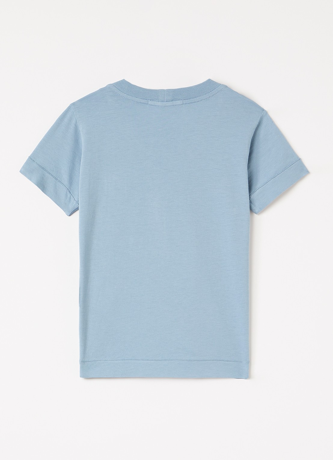 Stone Island 00002 T-shirt met logoborduring - voorkant 2 staalblauw