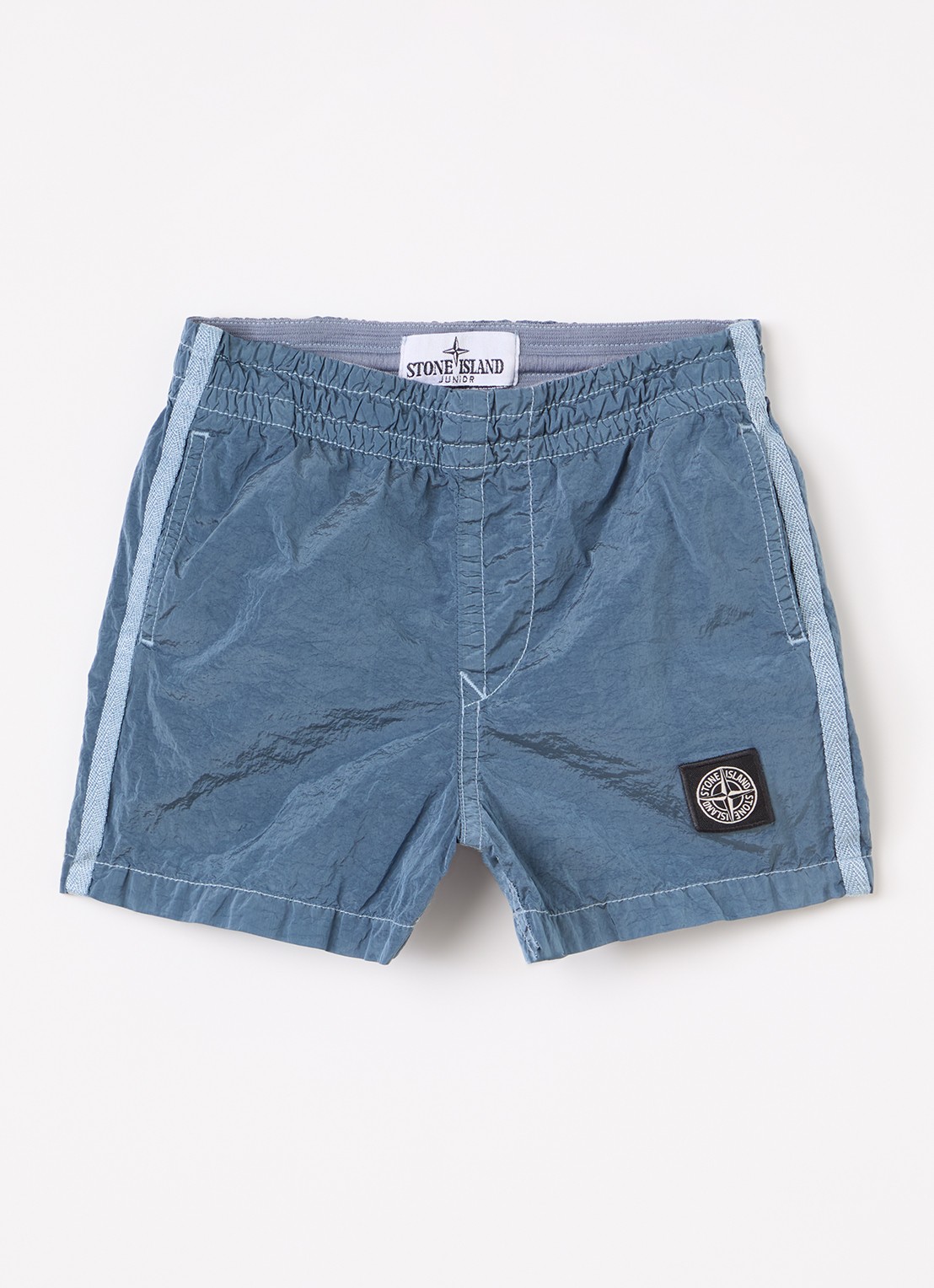 Stone Island 00002 zwemshorts met logo - voorkant staalblauw