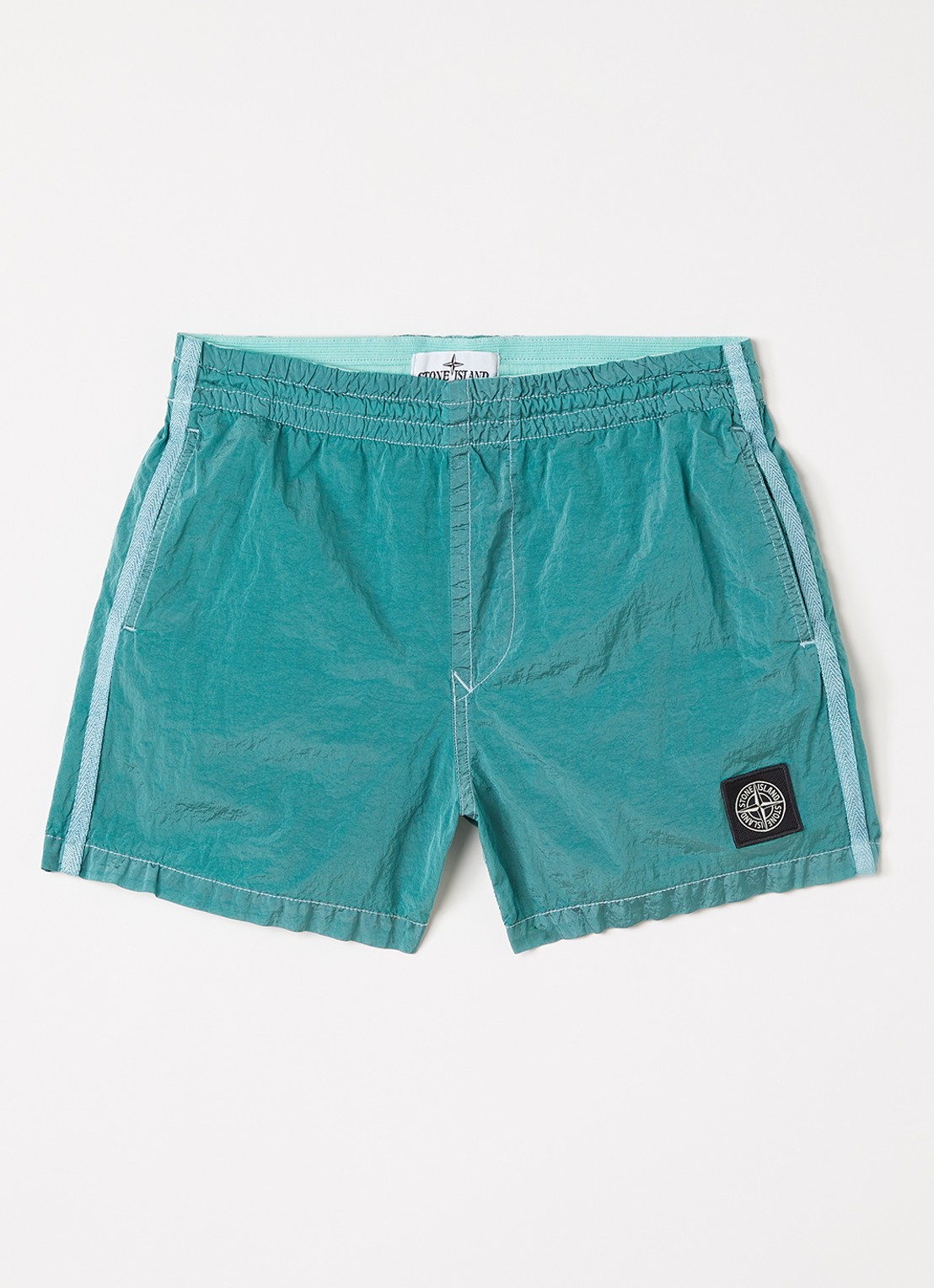 Stone Island 00002 zwemshorts met logo - voorkant zeegroen