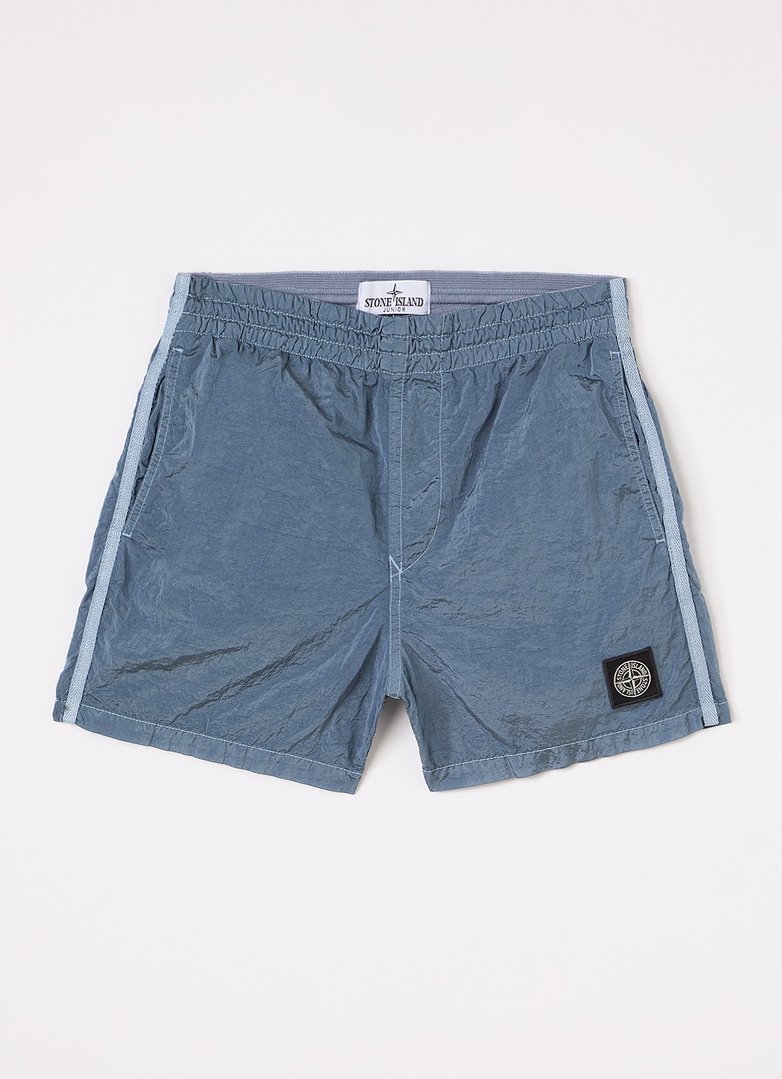 Stone Island 00002 zwemshorts met logo - voorkant staalblauw