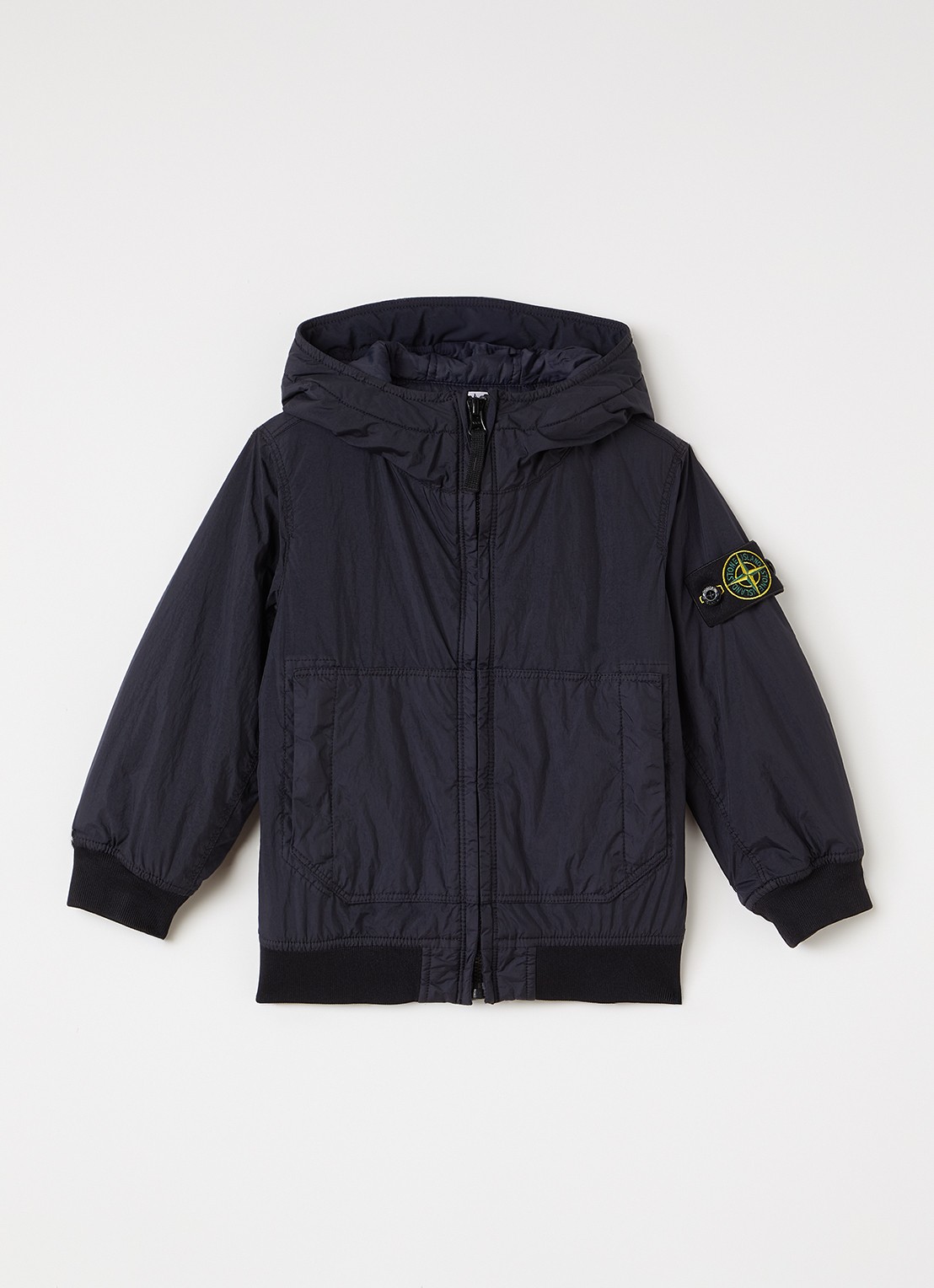 Stone Island 00003 gewatteerd jack met capuchon en ritszakken - voorkant donkerblauw