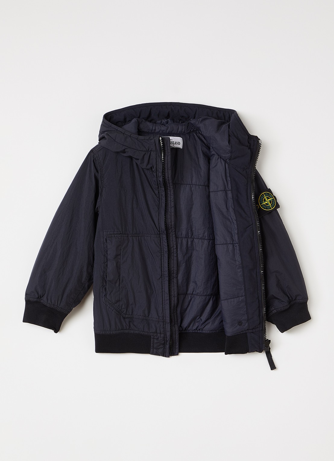 Stone Island 00003 gewatteerd jack met capuchon en ritszakken - voorkant 2 donkerblauw