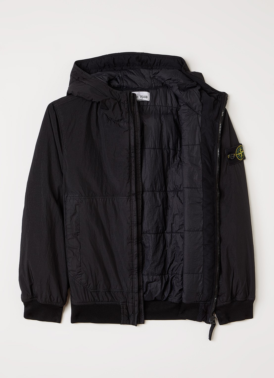 Stone Island 00003 windjack met logo - voorkant 3 zwart