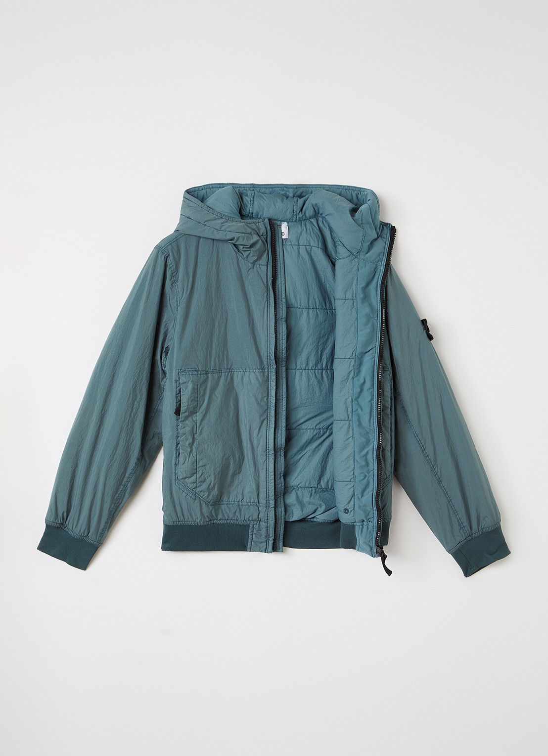 Stone Island 00003 windjack met logo - voorkant 3 zeegroen