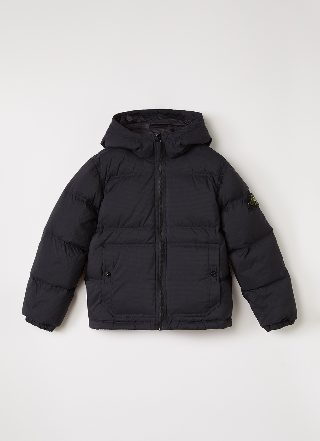 Stone Island 00005 puffer jack met logo - voorkant 2 donkerblauw