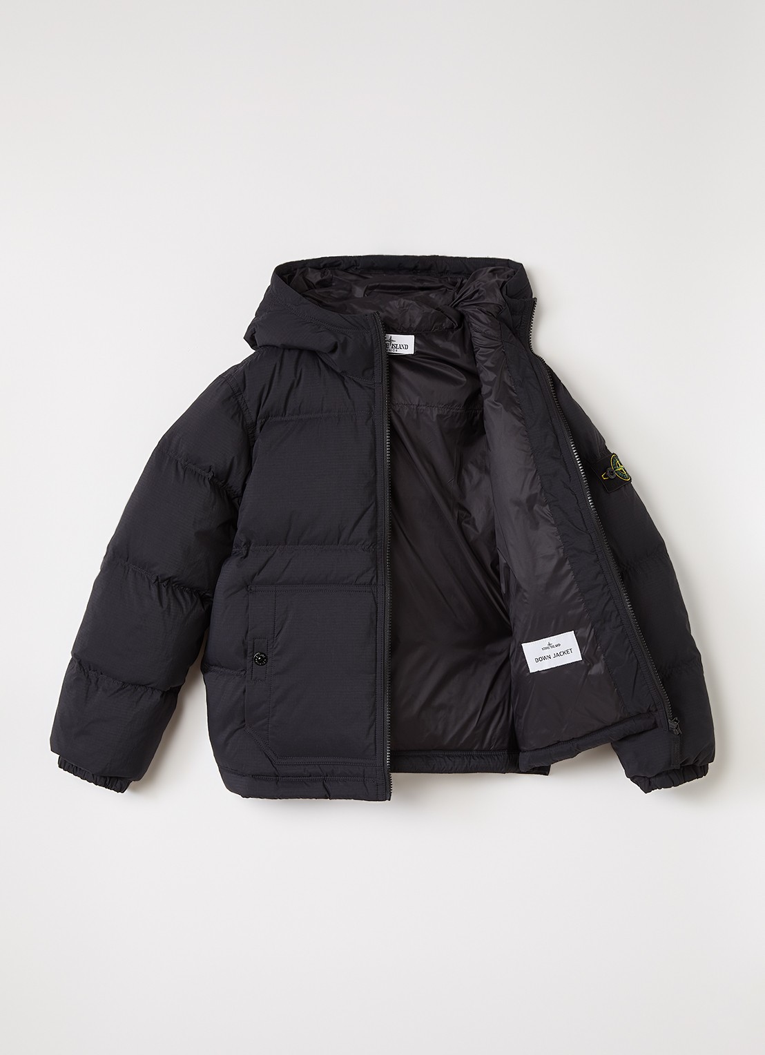 Stone Island 00005 puffer jack met logo - voorkant 3 donkerblauw