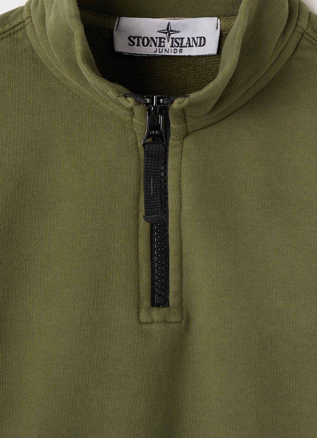 Stone Island 00005 sweater met logo en halve rits - detail 3 legergroen