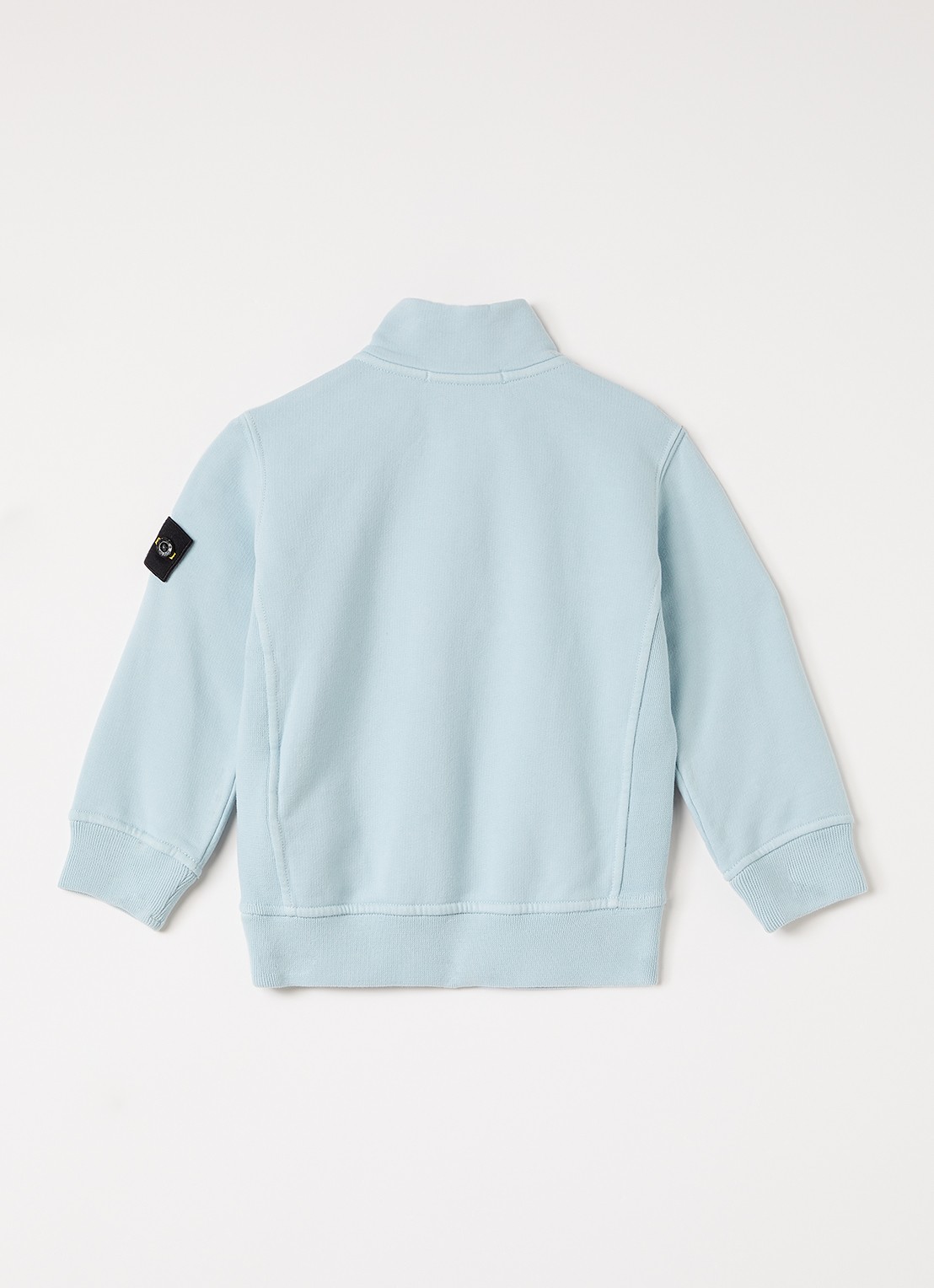 Stone Island 00005 sweater met logo en halve rits - voorkant 2 lichtblauw