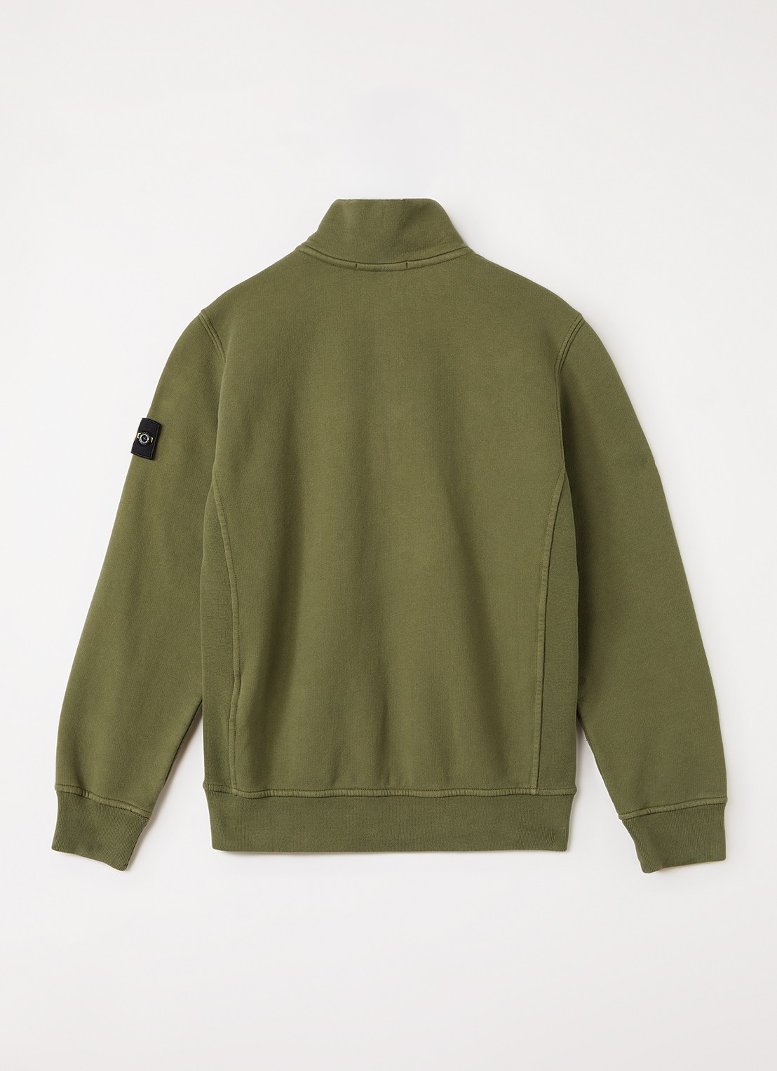 Stone Island 00005 sweater met logo en halve rits - voorkant 3 legergroen