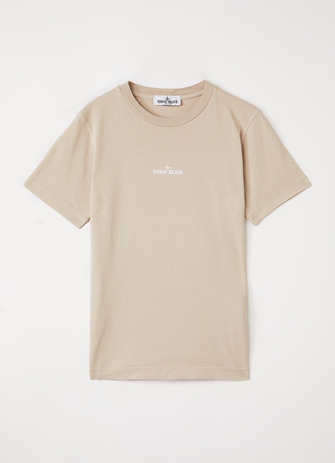 Stone Island 00005 T-shirt met logo - voorkant beige