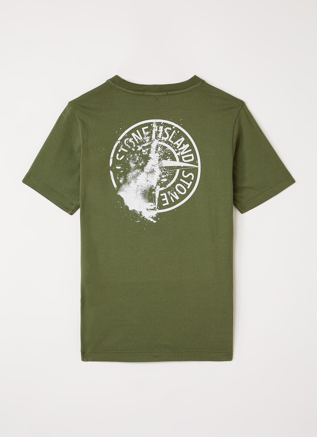 Stone Island 00005 T-shirt met logo - voorkant 2 legergroen