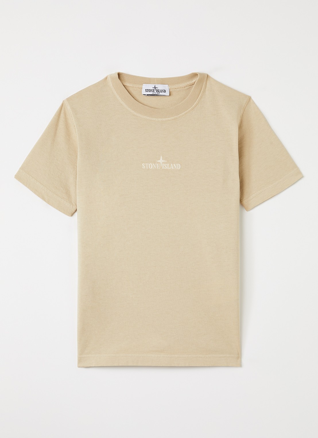 Stone Island 00006 T-shirt met logoborduring - voorkant beige