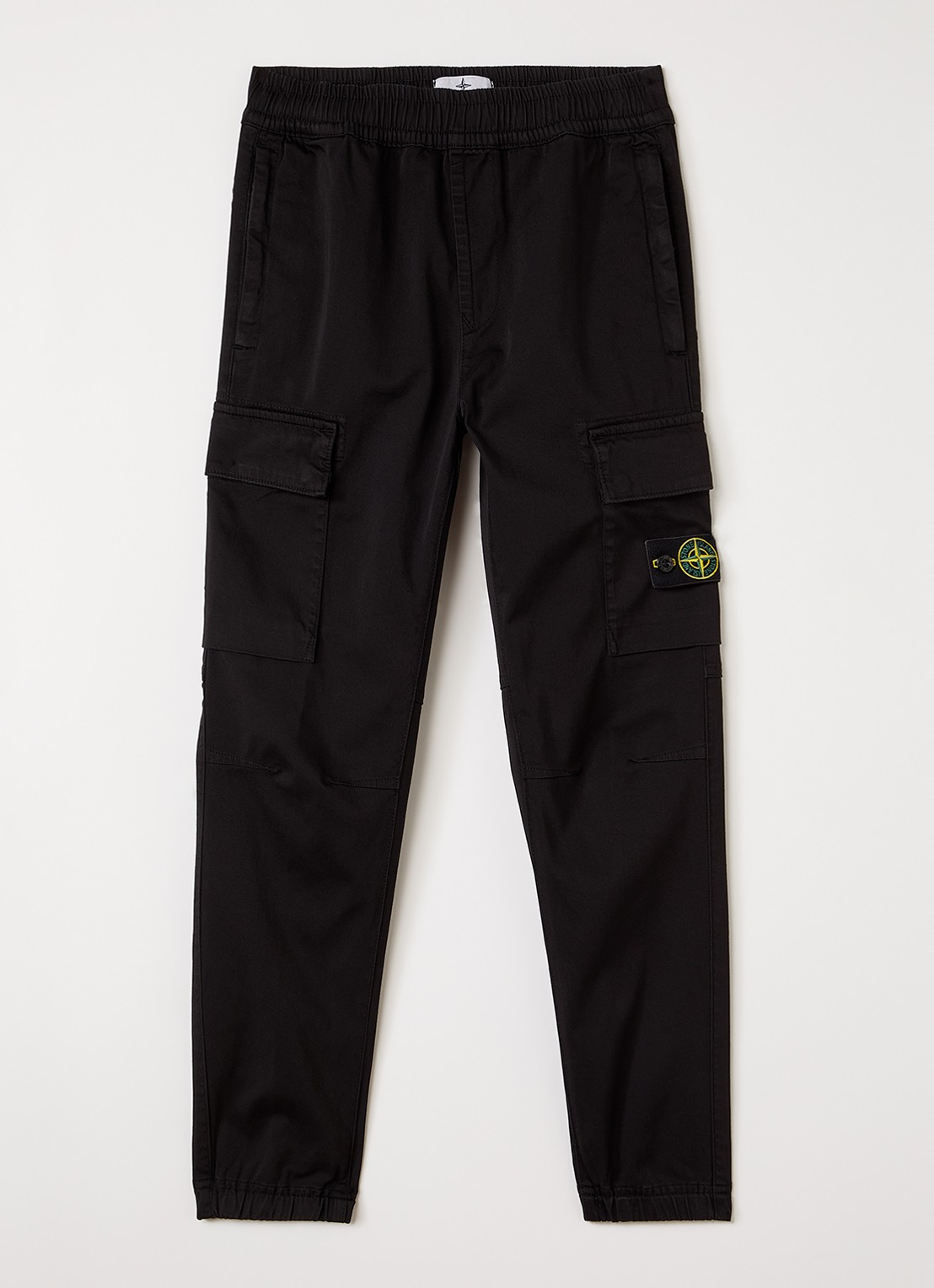 Stone Island 00006 tapered fit cargobroek met logo - voorkant zwart