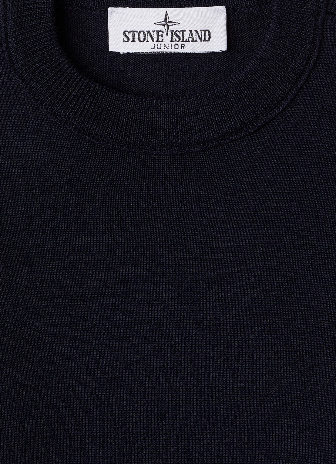 Stone Island 00009 fijngebreide pullover van scheerwol - detail donkerblauw