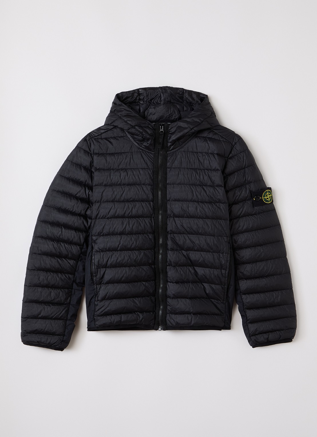 Stone Island 00009 gewatteerd jack met donsvulling - voorkant zwart