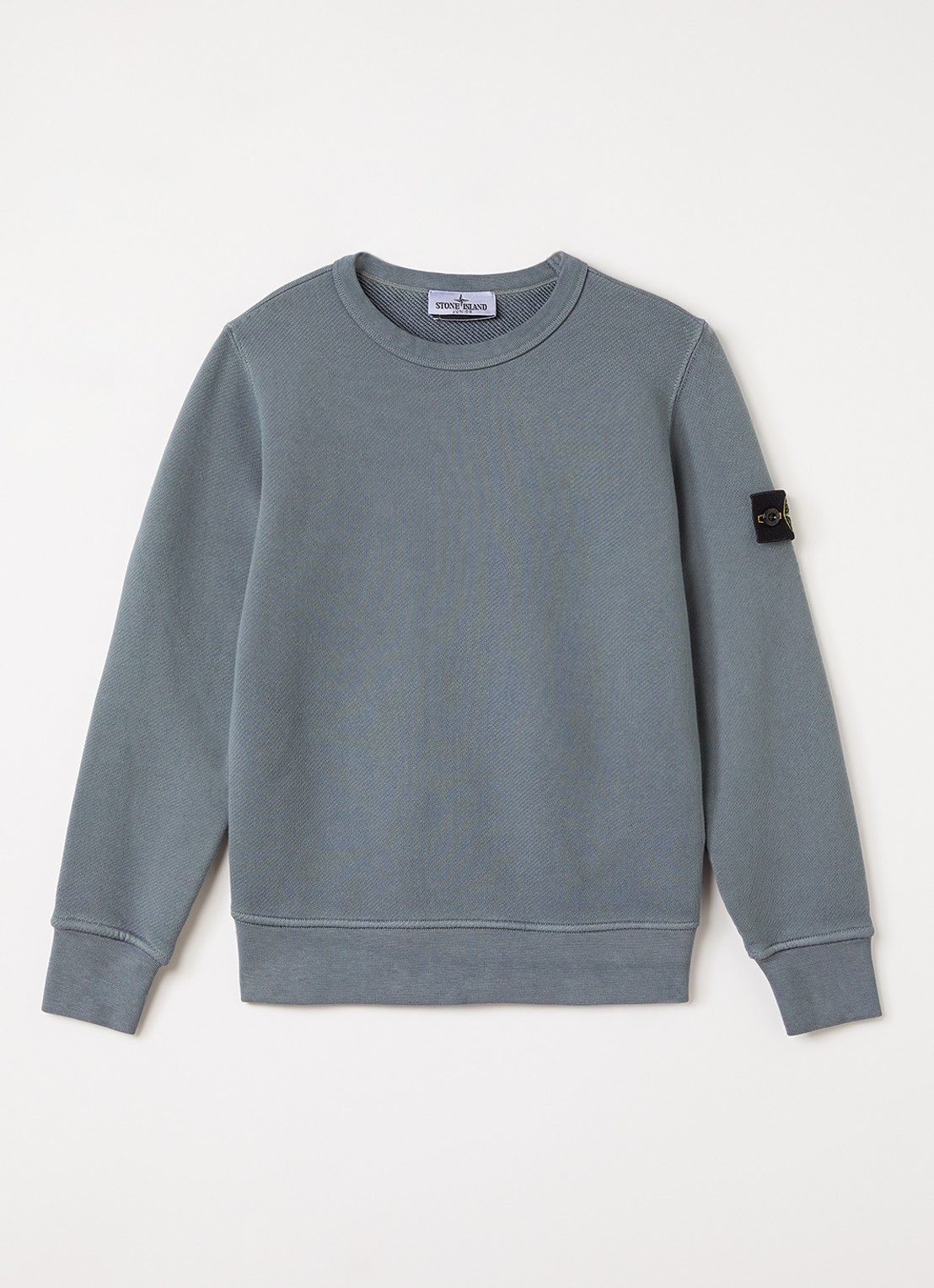 Stone Island 00009 sweater met logo - voorkant staalblauw