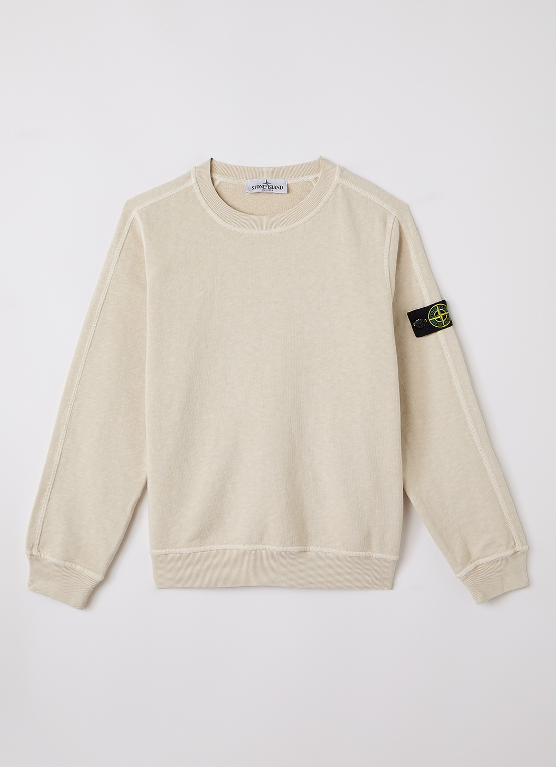 Stone Island 00012 sweater met logo - voorkant beige