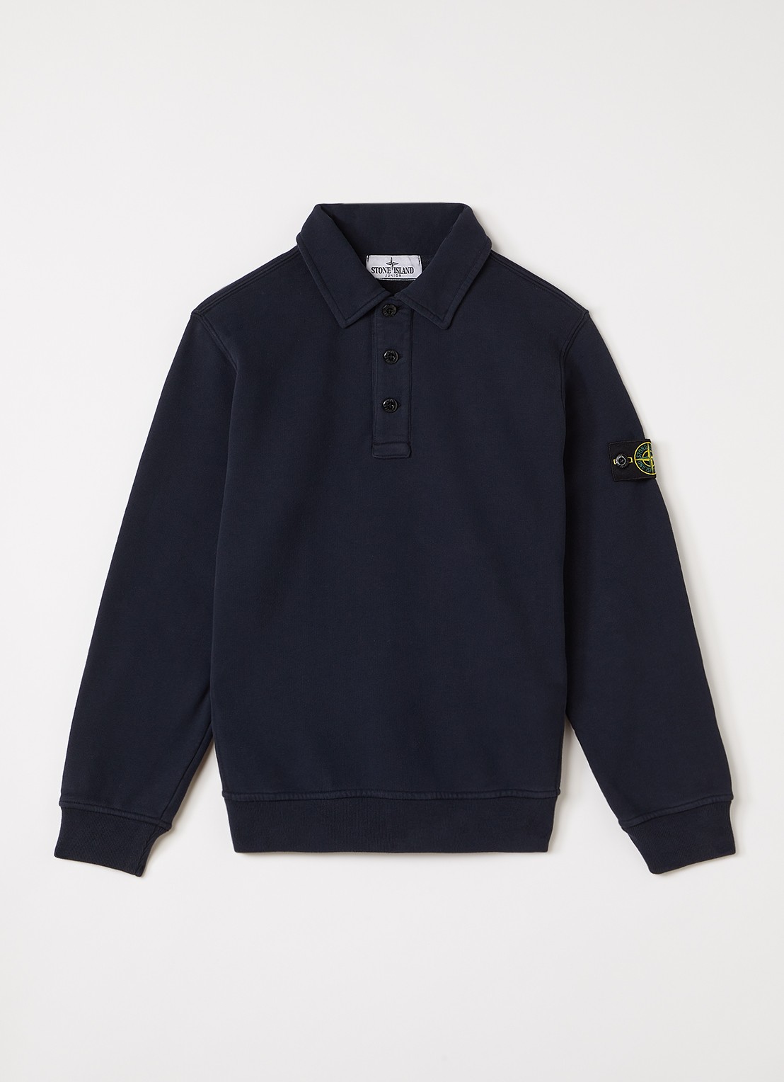 Stone Island 00012 sweater met logo - voorkant 2 donkerblauw