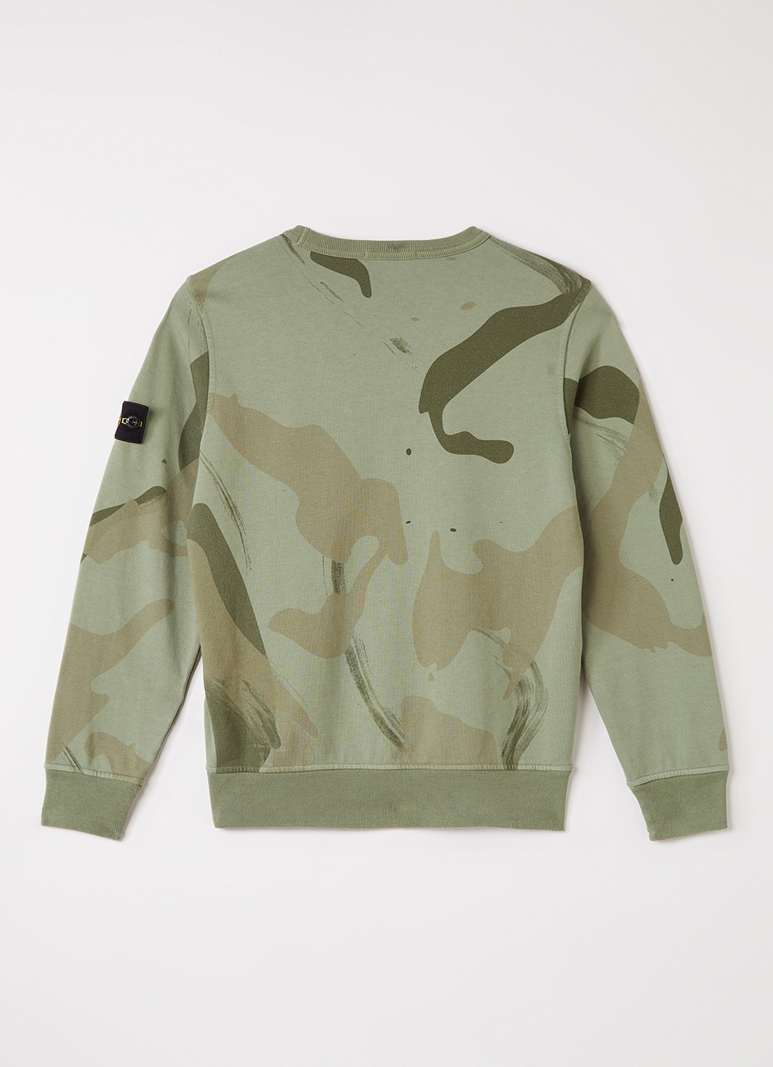 Stone Island 00013 sweater met camouflageprint - voorkant 3 lindegroen