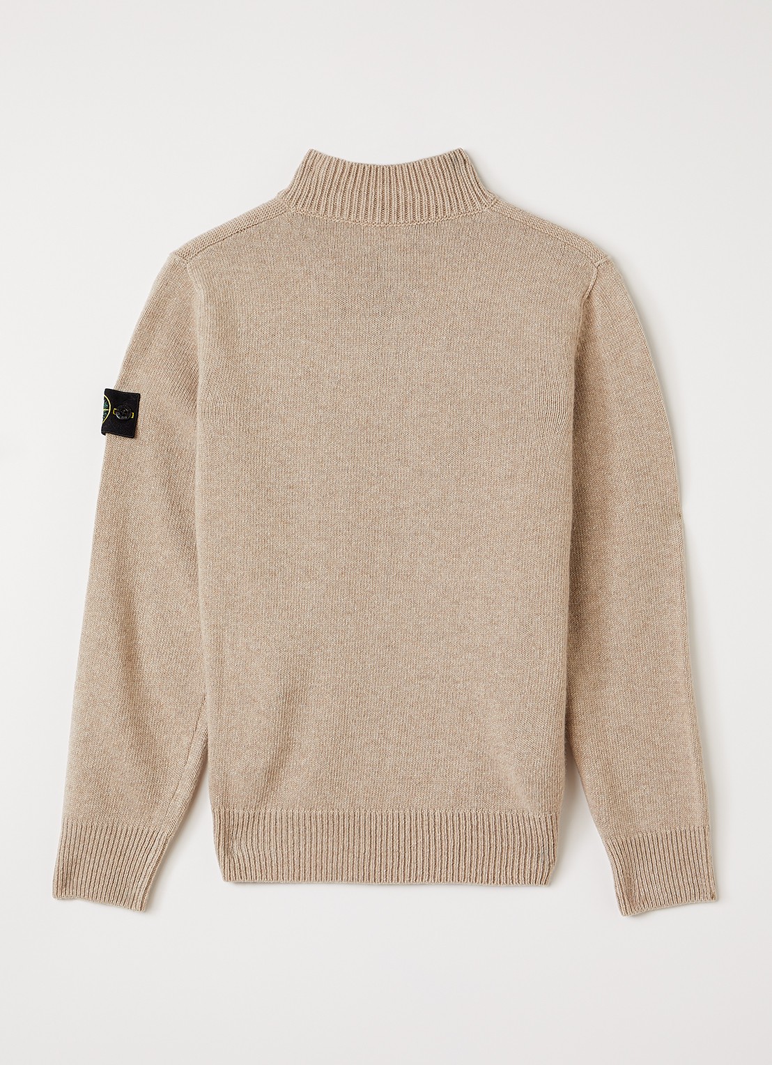 Stone Island 00014 fijngebreide trui in kasjmierblend met halve rits - voorkant 2 beige