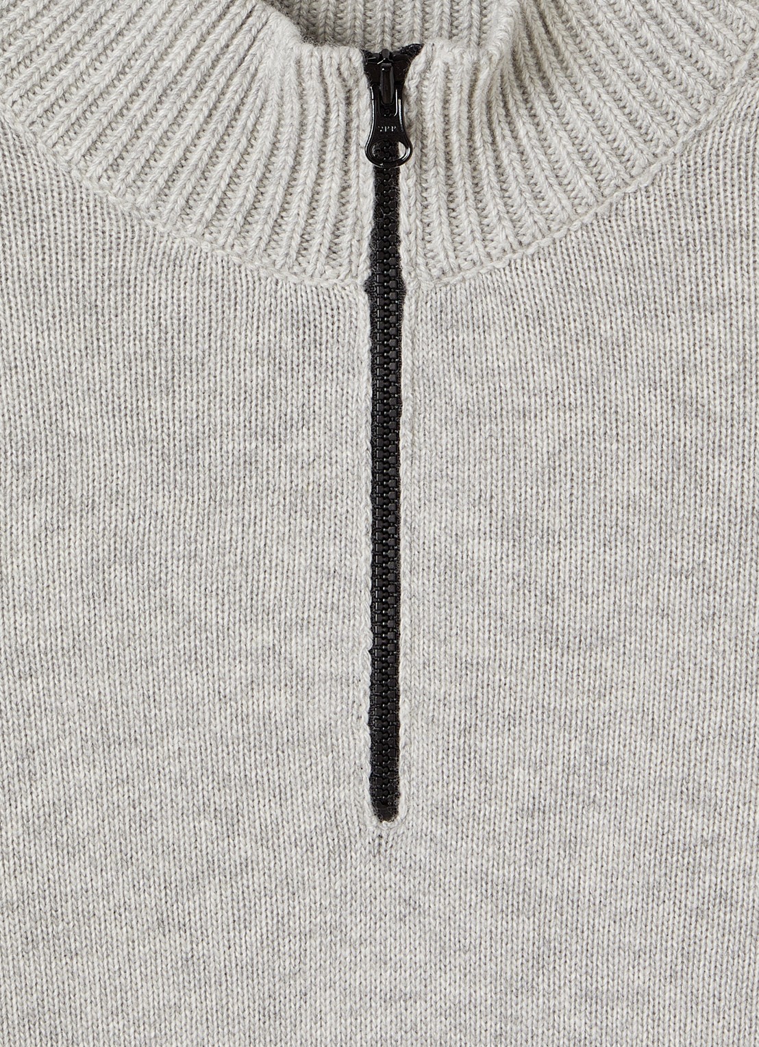 Stone Island 00014 fijngebreide trui in kasjmierblend met halve rits - detail grijsmele