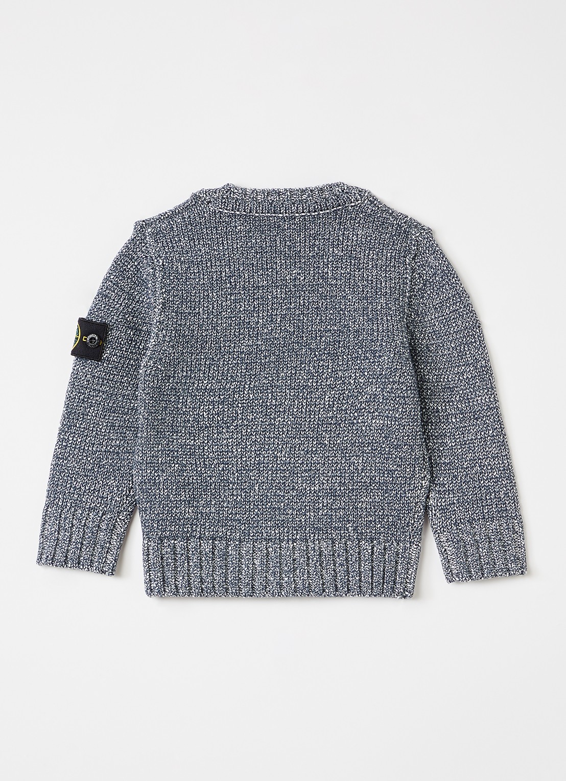 Stone Island 00014 grofgebreide trui met gemêleerd dessin - voorkant 2 donkerblauw