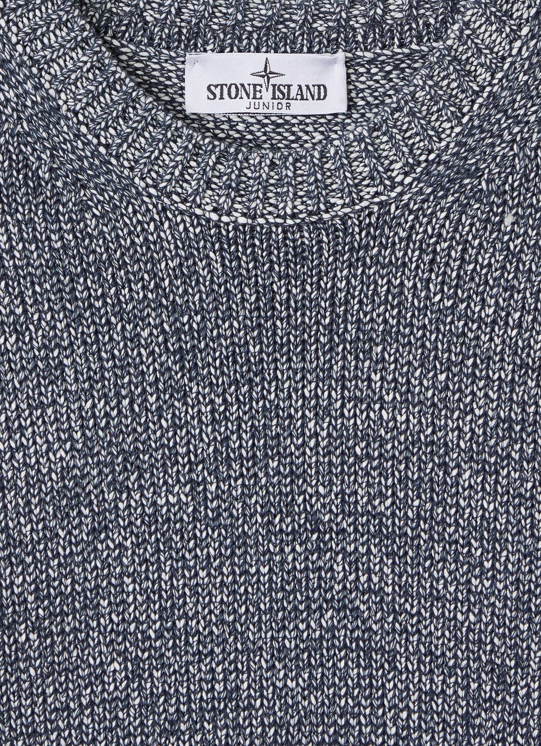 Stone Island 00014 grofgebreide trui met gemêleerd dessin - detail donkerblauw