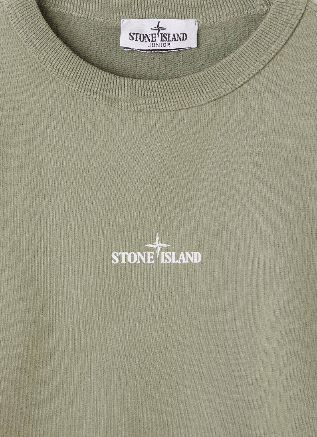 Stone Island 00014 sweater met logo- en backprint - detail 3 olijfgroen