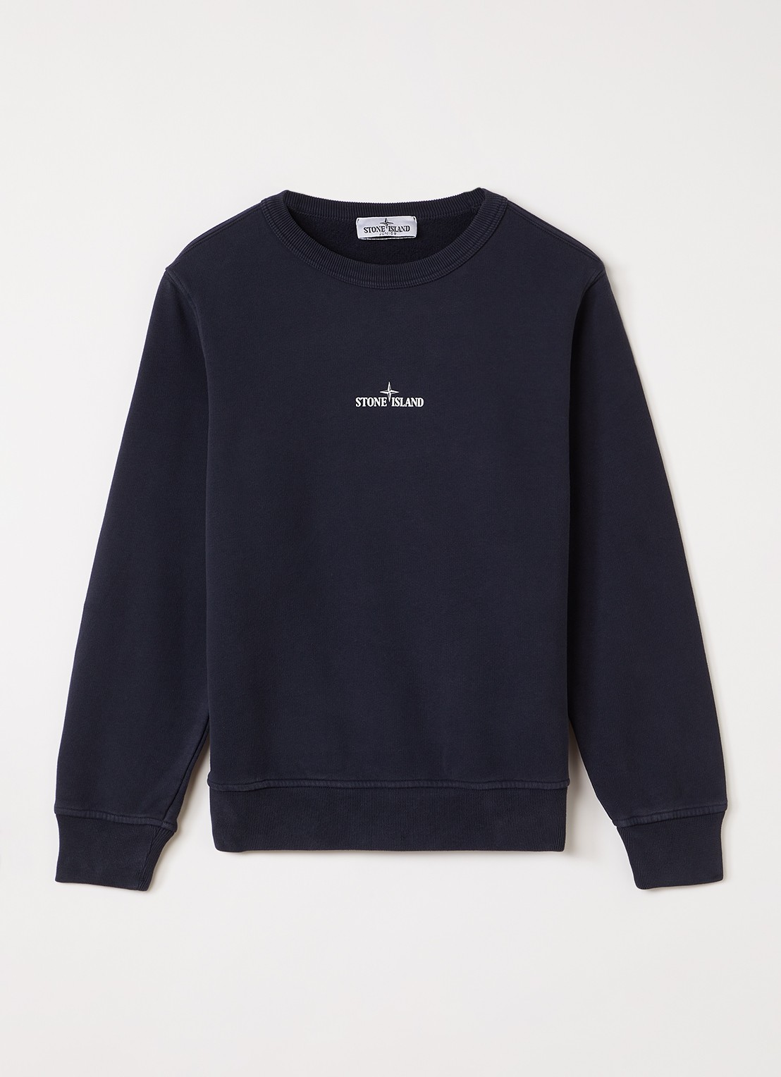 Stone Island 00014 sweater met logo- en backprint - voorkant 2 donkerblauw