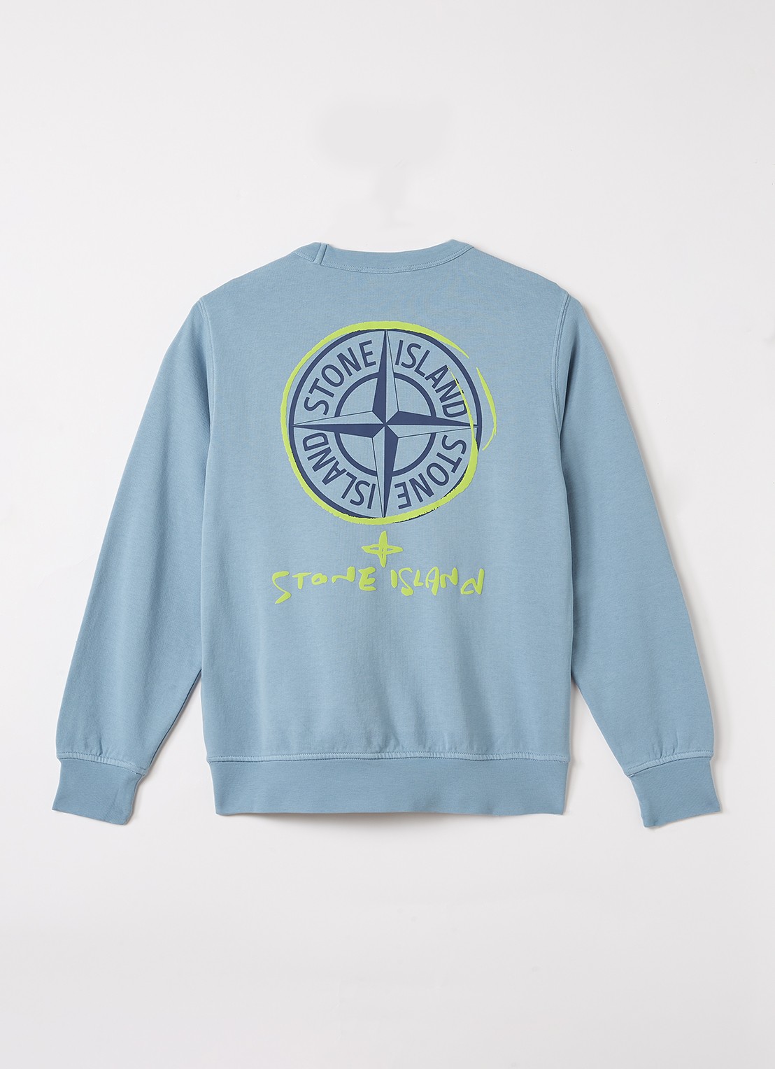 Stone Island 00018 sweater met logo- en backprint - voorkant 2 blauw