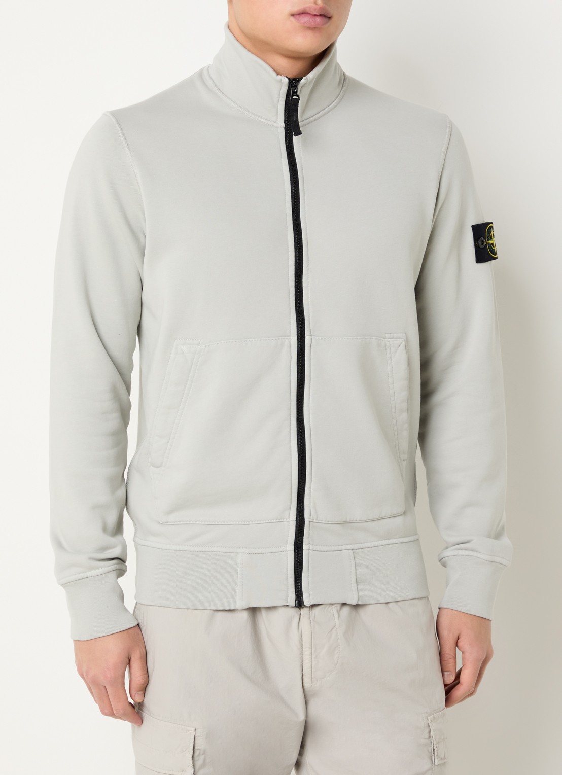 Stone Island 08514 Felpa sweatvest met logo - detail grijs
