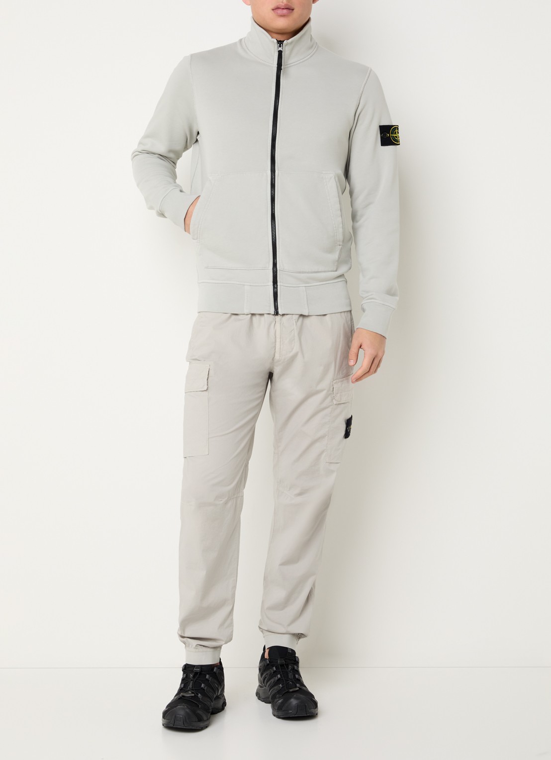 Stone Island 08514 Felpa sweatvest met logo - voorkant 5 grijs