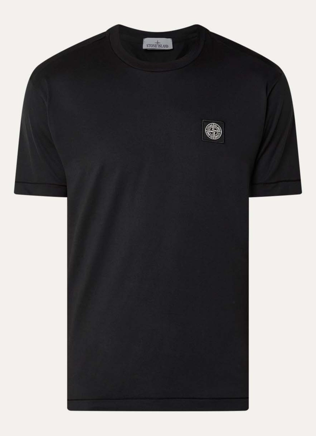 Stone Island 11002 T-shirt met logo - voorkant 3 zwart