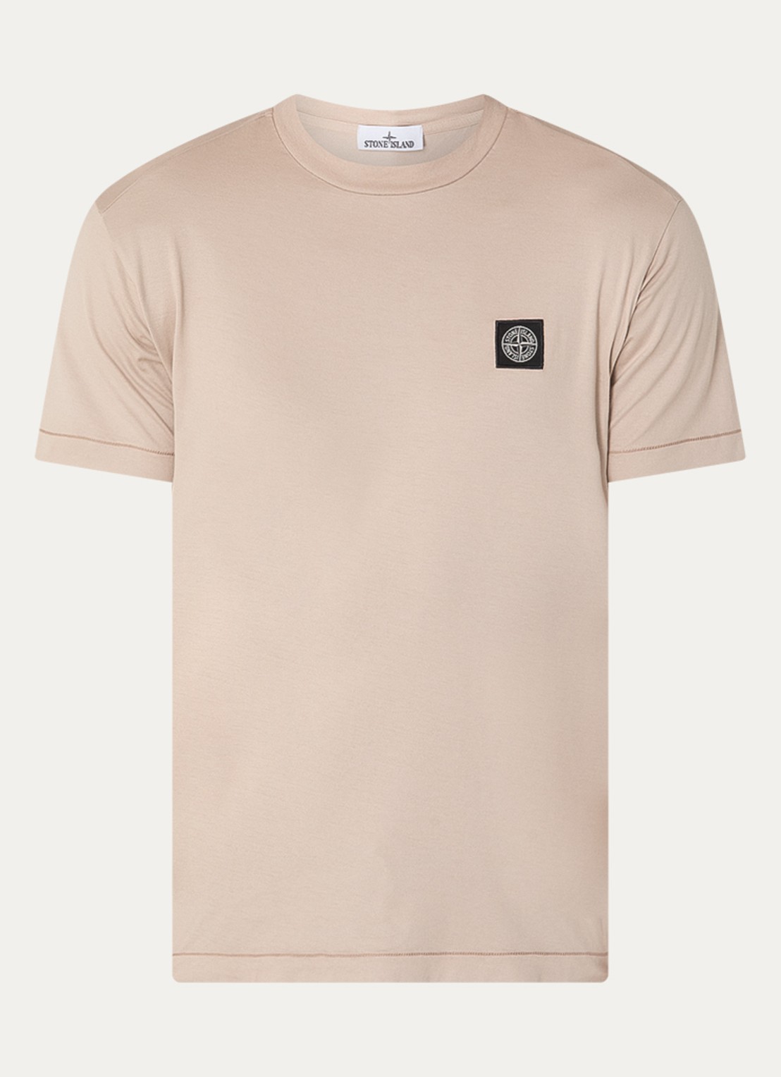 Stone Island 11002 T-shirt met logo - voorkant 3 donkerbeige