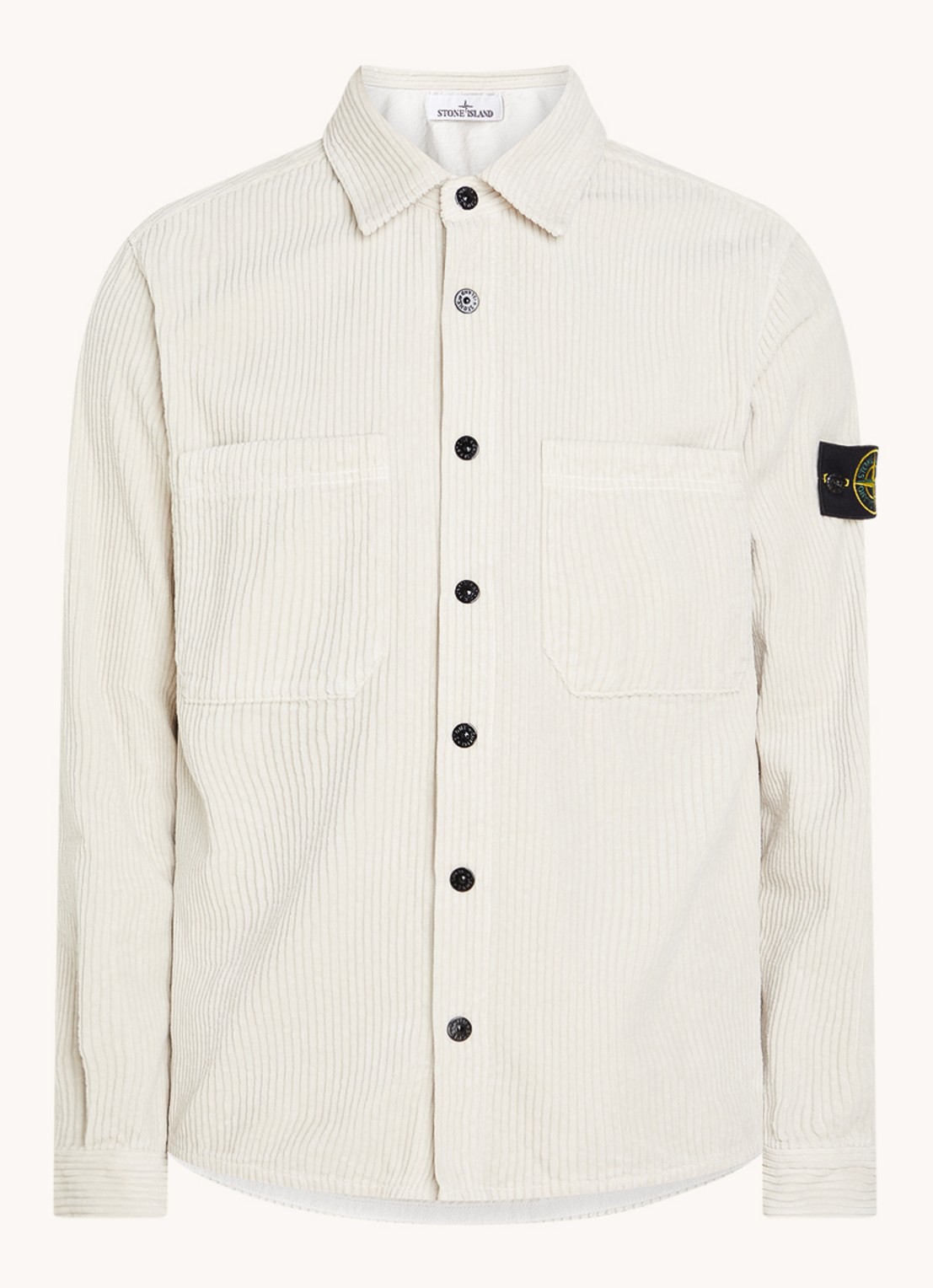 Stone Island 11311 overshirt van corduroy met borstzakken en logo - voorkant 4 creme